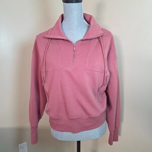 Old Navy Sweatshirt L Rose Pink 1/4-Zip Pullover Dynamic Fleece Women's